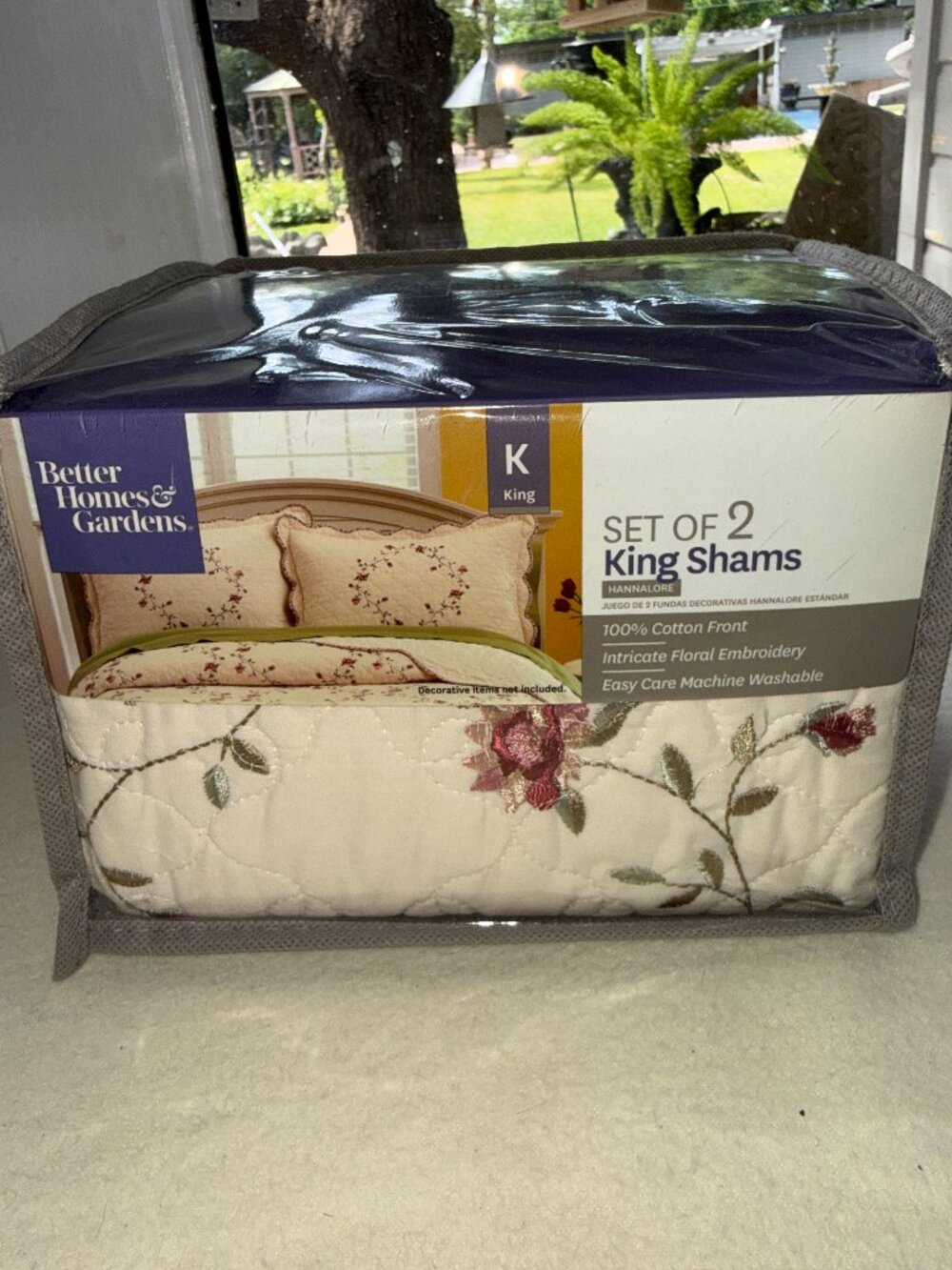 NEW 2pc King Size Better Homes And Gardens Pillow Shams Cream Embroidered Roses